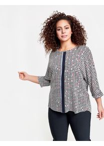 SAMOON, Damen Bluse 3/4 Arm Legeres Blusenshirt, Nachtblau / Naturweiß