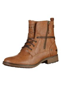 Mustang, Damen Schn&uuml;rstiefeletten im Leder-Look, Hellbraun