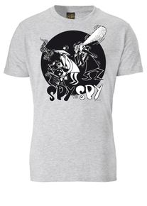 logoshirt, Herren T-Shirt, Grau / Schwarz / Weiß