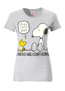 logoshirt, Damen T-Shirt 'Snoopy', Gelb / Graumeliert / Schwarz / Wei&szlig;