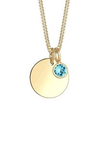 Elli, Damen Kette 'Geburtsstein', Hellblau / Gold