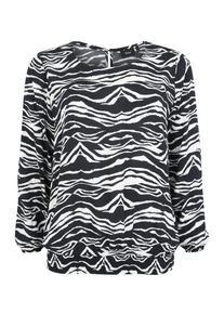 ZIZZI, Damen - Blusen & Tuniken 'XALGOMAR, L/S, SMOCK BLOUSE', Schwarz / Weiß