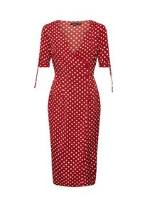 boohoo, Damen Kleid 'WRAP FRONT POLKA MIDI DRESS', Burgunder