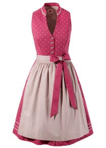 Spieth & Wensky SPIETH & WENSKY, Damen Dirndl midi, Himbeer / Altrosa