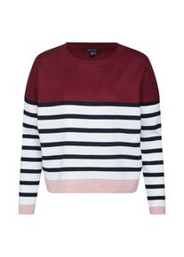 New Look, Damen Pullover '20.07 WW MARIE CLEAN COL BLOCK', Rosa / Merlot / Weiß