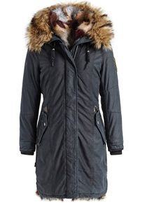 Khujo, Damen Mantel 'MERYEM2 SOLID WITH INNER FUR JACKET', Chamois / Dunkelgrau / Silber