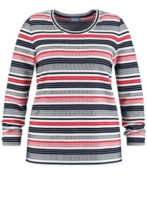 SAMOON, Damen Longsleeve, Rot / Schwarz / Weiß