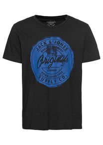 Jack & Jones JACK & JONES, Herren T-Shirt 'JORREJISTOOD TEE SS CREW NECK', Blau / Schwarz