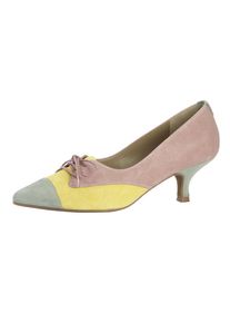 Heine, Damen Pumps, Pastellblau / Gelb / Rosegold