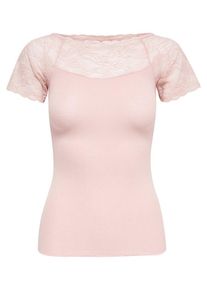 Only, Damen Oberteil mit kurzen Ärmeln Spitzen, Rosa