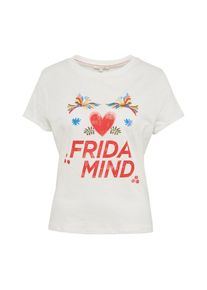 Tom Tailor Denim, Damen T-Shirt, Himmelblau / Hellgelb / Hellrot / Weiß