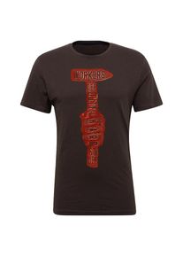 Tom Tailor, Herren T-Shirt, Dunkelbraun / Rot