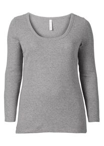 sheego Casual, Damen Shirt Long Rundhalsausschnitt, Grau