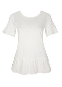s.Oliver BLACK LABEL, Damen Jerseyshirt mit Volants, Wei&szlig;
