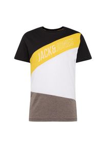 Jack & Jones JACK & JONES, Herren Shirt 'JCOKATE TEE SS CREW NECK', Gelb / Schwarz / Wei&szlig;