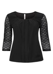 sheego Style, Damen 3/4-Arm-Shirt, Schwarz