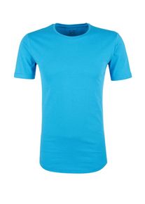 Q/S Designed By, Herren Basic-Shirt mit High-Low-Saum, Neonblau