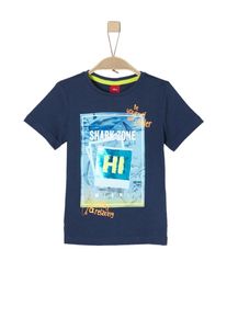 s.Oliver Junior, Haifisch-Shirt mit Wendepailletten, Hellblau / Dunkelblau / Gelb
