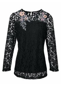Heine, Damen Spitzenshirt, Schwarz