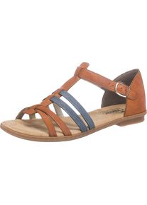 Rieker, Damen Sandale, Taubenblau / Braun