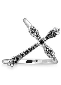 Thomas Sabo, Damen Silberring 'Royalty Kreuz Schwarze Steine, TR2143-643-11', Schwarz / Silber