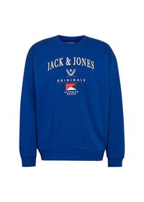 Jack & Jones JACK & JONES, Herren Sweatshirt 'JOREAST SWEAT CREW NECK', Royalblau / Weiß