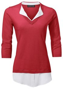 Heine, Damen 2-in-1-Pullover mit Seide, Rot