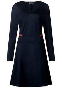 Street One, Damen Kleid, Ultramarinblau / Hellrot / Weiß