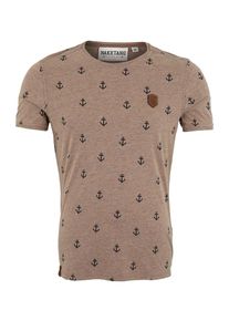 Naketano, Herren T-Shirt mit Allover-Print, Navy / Hellbraun