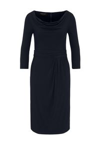Apart, Damen Jerseykleid mit Wasserfallkragen, Nachtblau