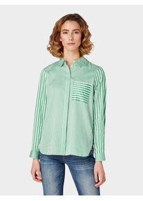 Tom Tailor, Damen Bluse, Grün / Weiß