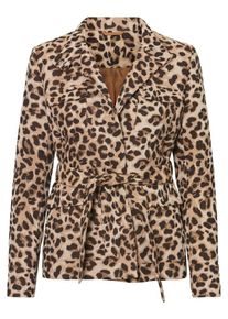 Pieces, Damen Leopardenprint Jacke, Hellbeige / Braun