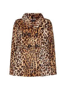 King Louie, Damen Jacke 'Catherine Coat Leo', Beige / Schwarz