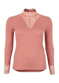 Only Carmakoma, Damen Shirt 'LACE HIGHNECK', Altrosa