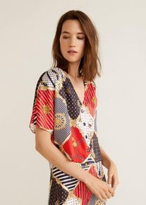 Mango, Damen Bluse 'Cadena-H', Rot / Schwarz / Wei&szlig;