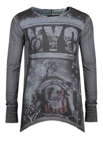 Trueprodigy, Herren Shirt 'Modern Gomorrah', Graphit / Dunkelgrau / Wei&szlig;meliert
