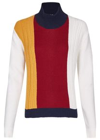 Daniel Hechter, Damen Pullover, Nachtblau / Gelb / Rubinrot / Weiß
