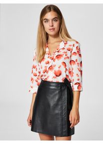 Selected Femme, Damen Hemd, Orangerot / Wei&szlig;
