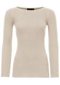 Heine, Damen Rundhalspullover mit Seide, Beige