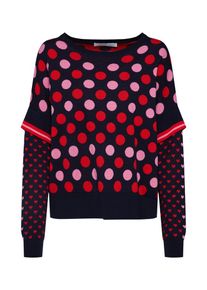 Oui, Damen Pullover, Dunkelblau / Rot