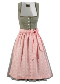 Love Nature, Damen Dirndl 'Love Nature', Grün / Pink / Schwarz / Weiß