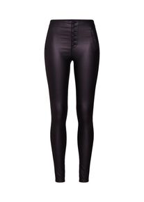 Only, Damen Hose 'onlROYAL HW COATED BUTTON PANT PNT', Schwarz