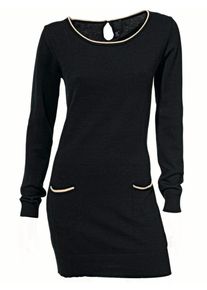 Heine, Damen Longpullover, Beige / Schwarz