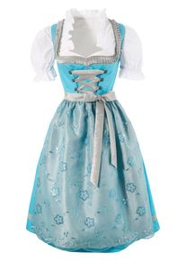 Bernd Naber, Damen Dirndl mit Bänderschnürung (3tlg.), Türkis / Weiß
