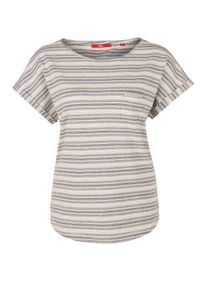 s.Oliver RED LABEL, Damen T-Shirt, Grau / Weiß