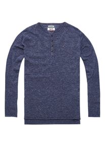 Tommy Jeans, Herren Pullover 'THDM HENLEY SWEATER L/S 6', Blaumeliert