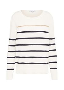ABOUT YOU, Damen Pullover 'Meike', Dunkelblau / Wei&szlig;