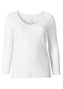 sheego Casual, Damen Shirt Long Rundhalsausschnitt, Weiß