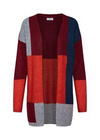 Jacqueline de Yong, Damen Strickjacke 'JDYROBAN L/S COLORBLOCK CARDIGAN KNT', Grau / Rot / Burgunder