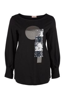 TRIANGLE, Damen Langarmshirt, Schwarz / Silber